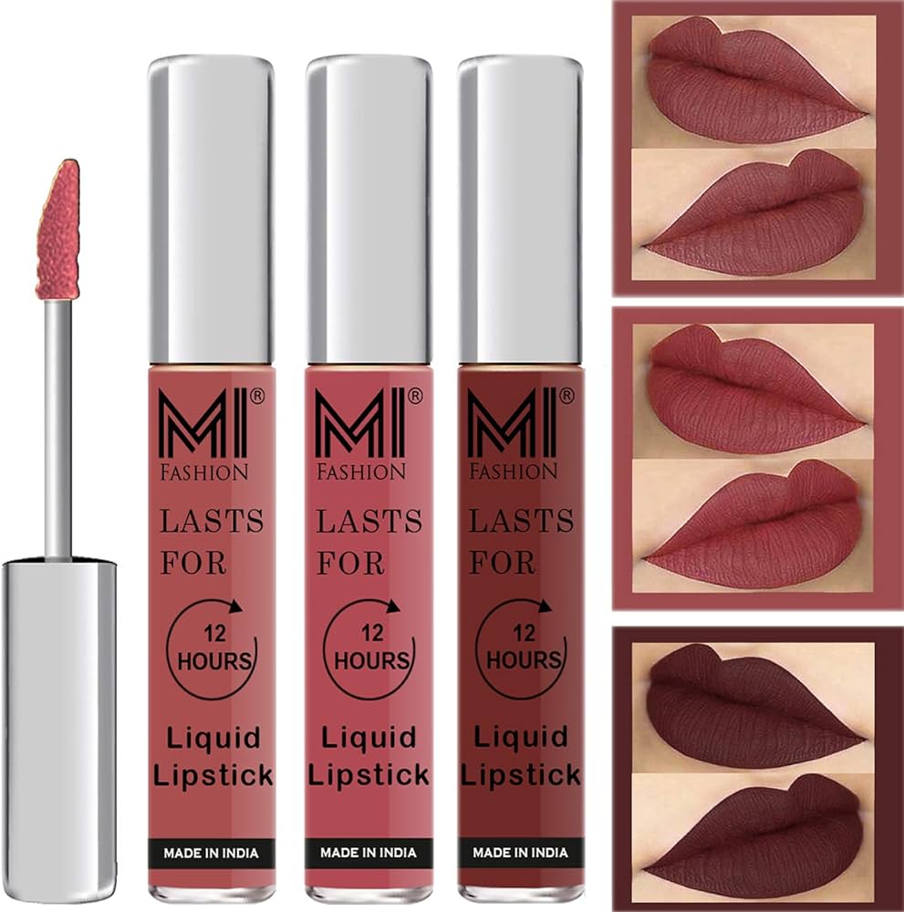 MI Fashion Lipsticks Set Liquid Matte Dark Brown Lipsticks, Nude Matte Lipstick, Coffee Lipstick